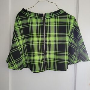 Hot Topic Black and Lime Green O-Ring Skater Skirt